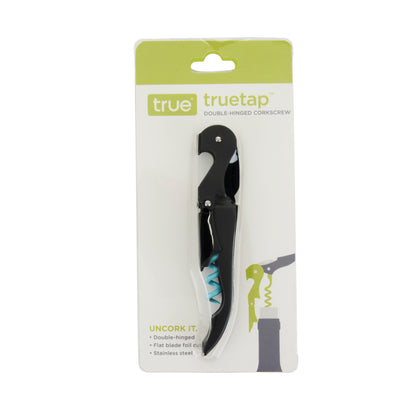 Truetap™: Double-Hinged Corkscrew in Matte Black with Blue W