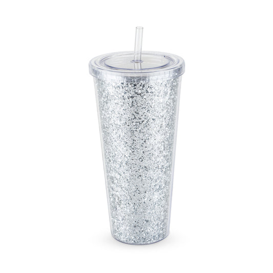 Glam Silver Double Walled Glitter Tumbler