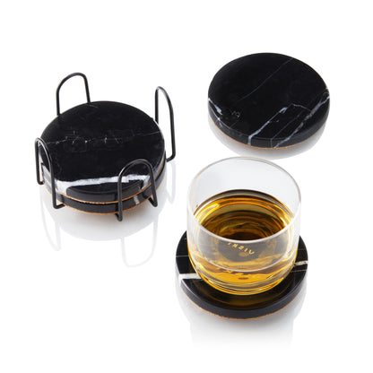 Black Marble Coaster Set