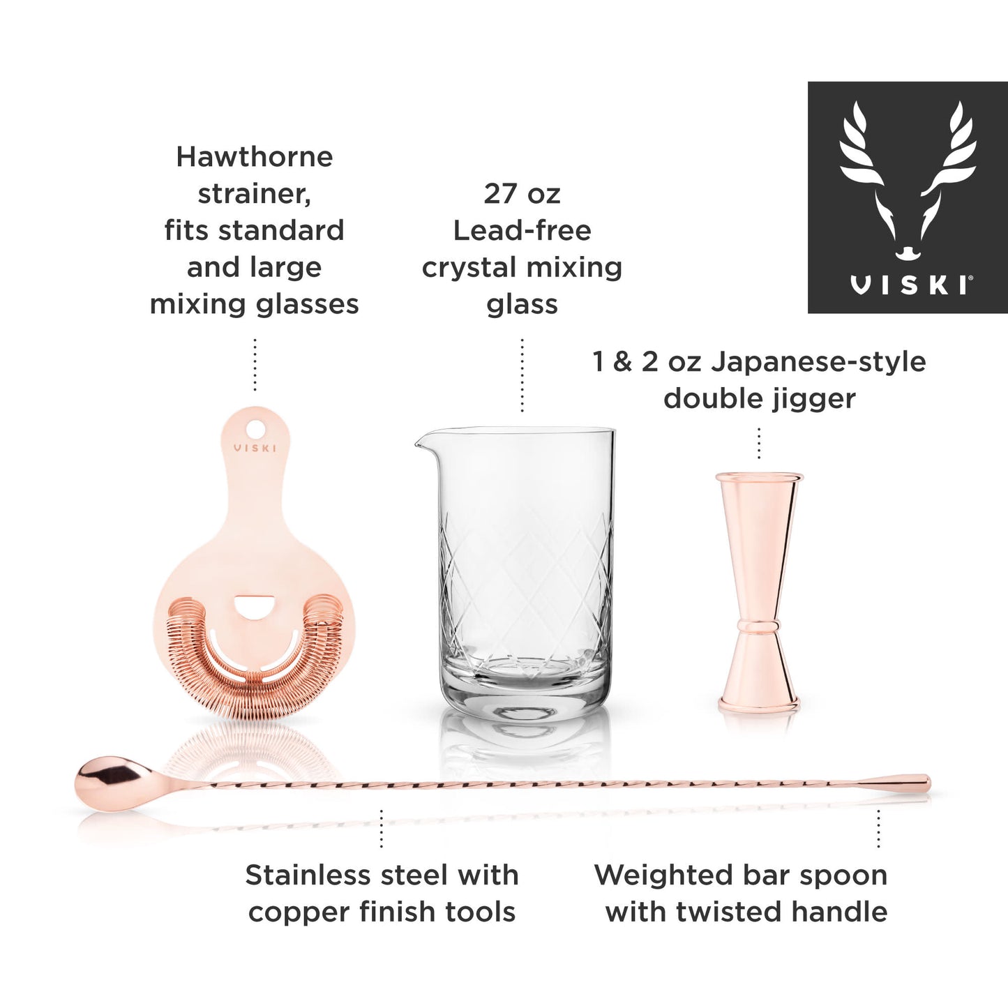 4-Piece Copper Mixologist Barware Set