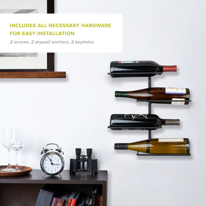 Four Bottle Wall Mounted Wine Rack