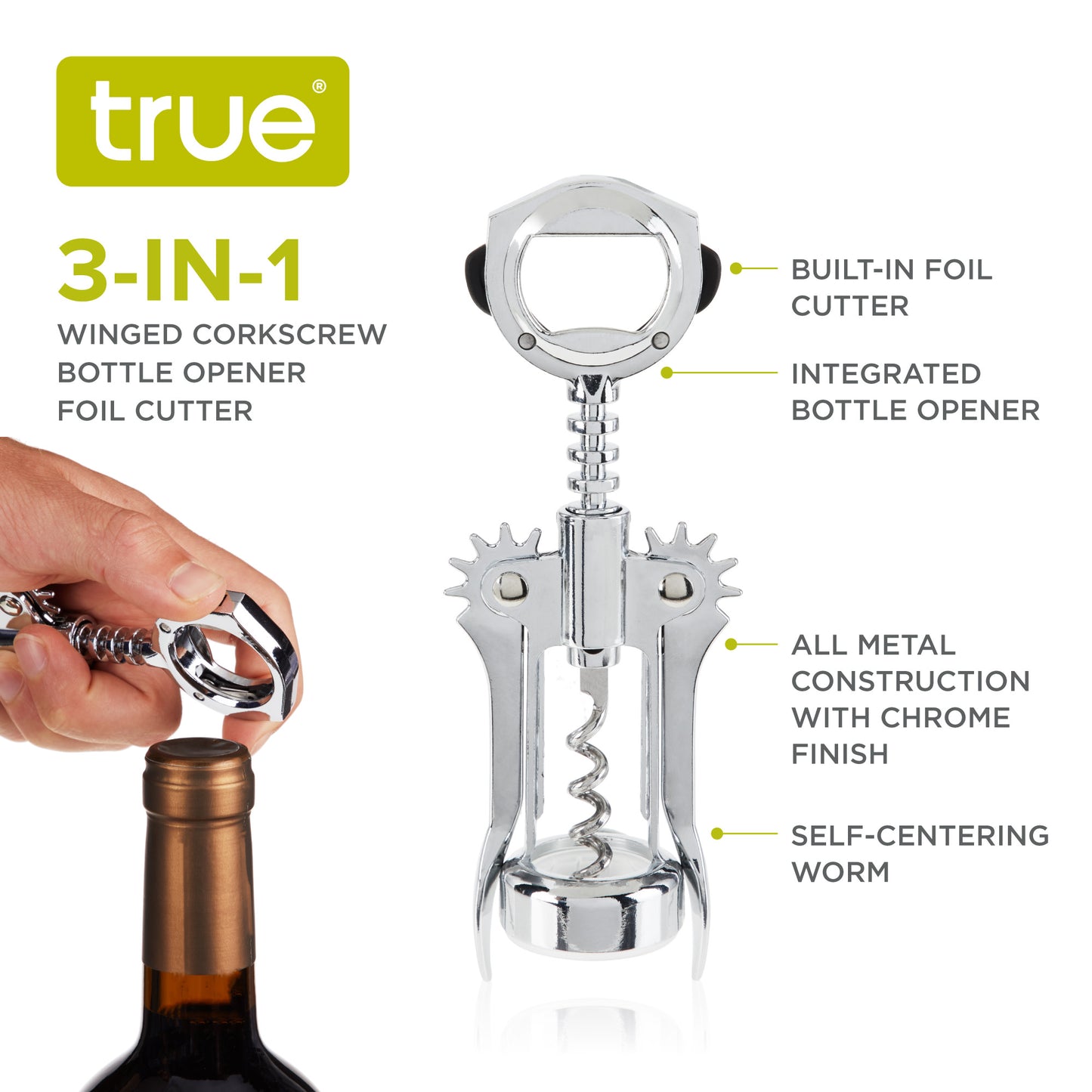 Foil Cutting Winged Corkscrew by True