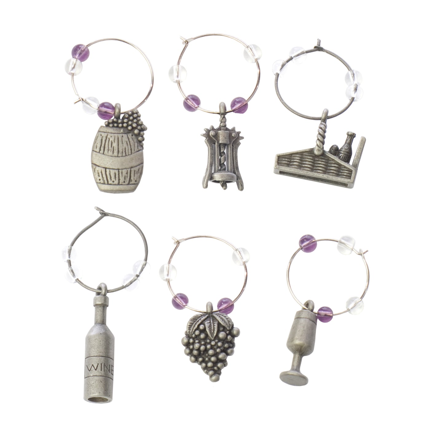 Winery Pewter Wine Charms (Set of 6)