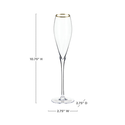 Gold-Rimmed Crystal Champagne Flutes