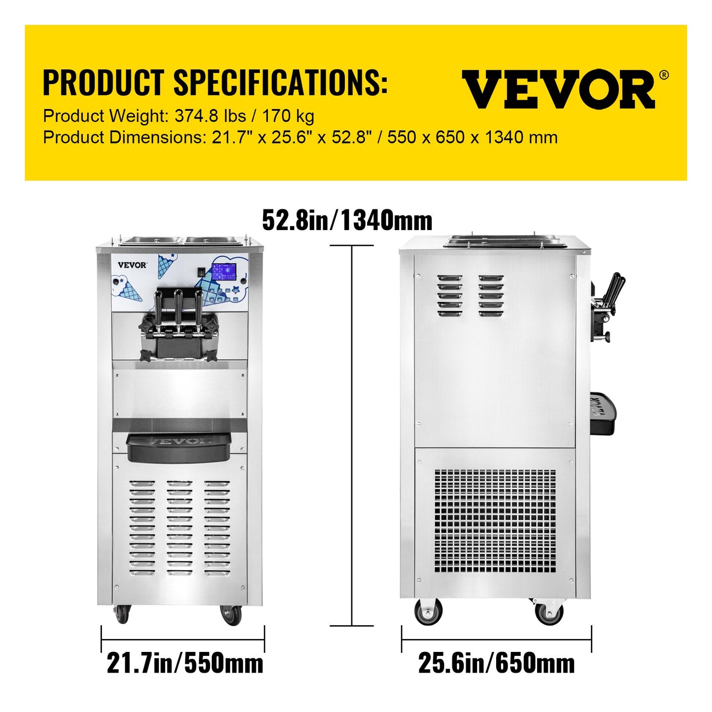 Commercial Ice Cream Machine with Two 12L Hoppers -5