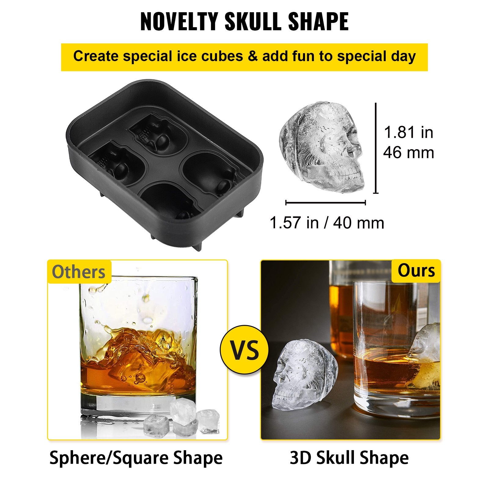 Skull Ice Cube Tray, 4-Grid -1