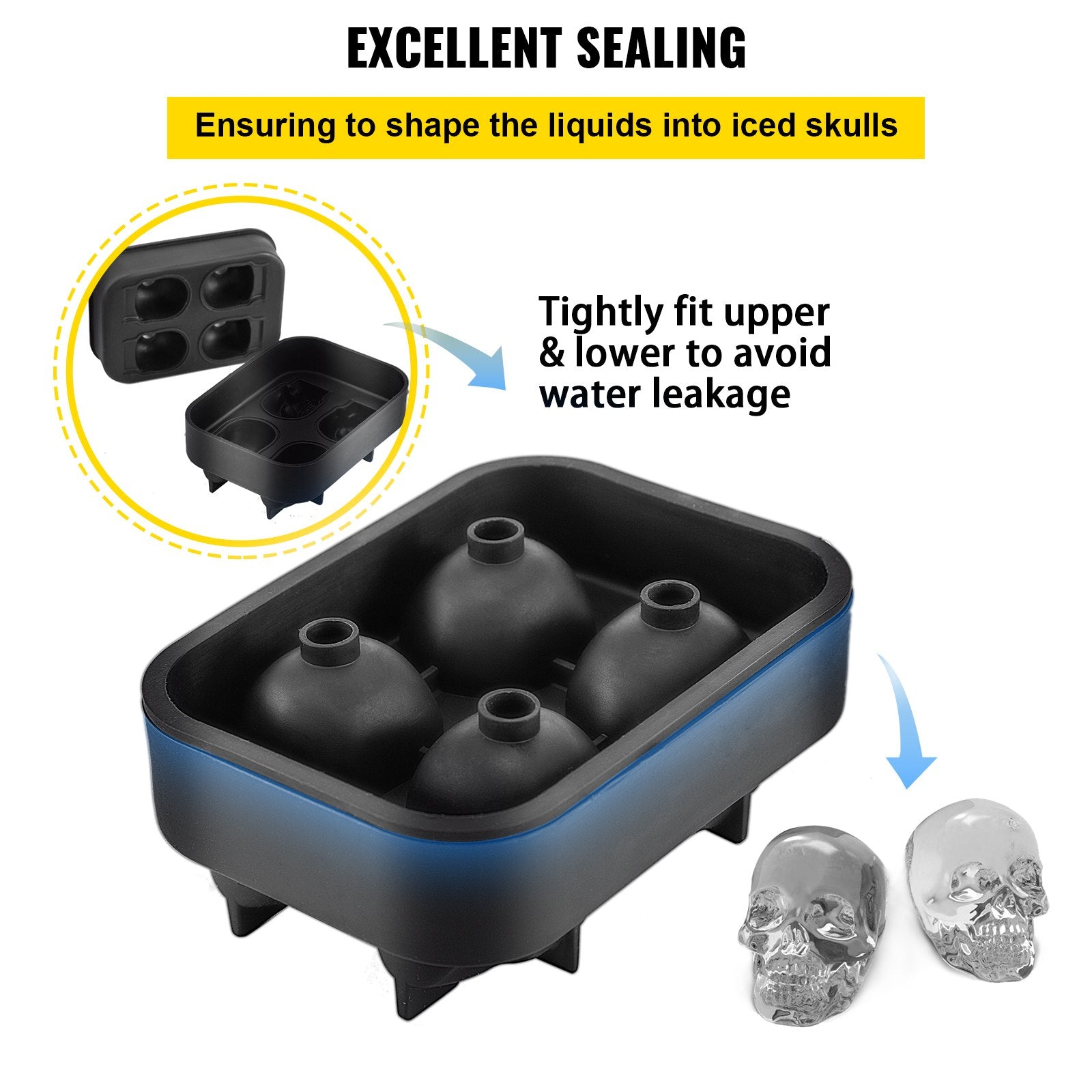 Skull Ice Cube Tray, 4-Grid -3