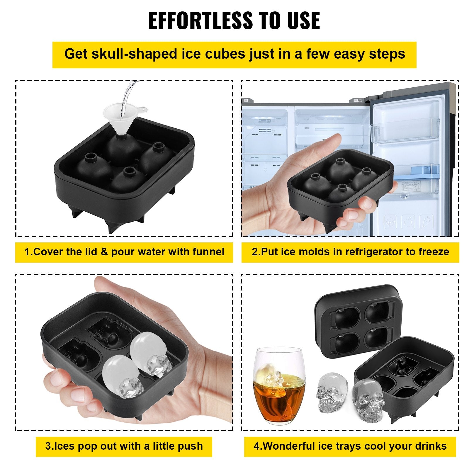 Skull Ice Cube Tray, 4-Grid -4