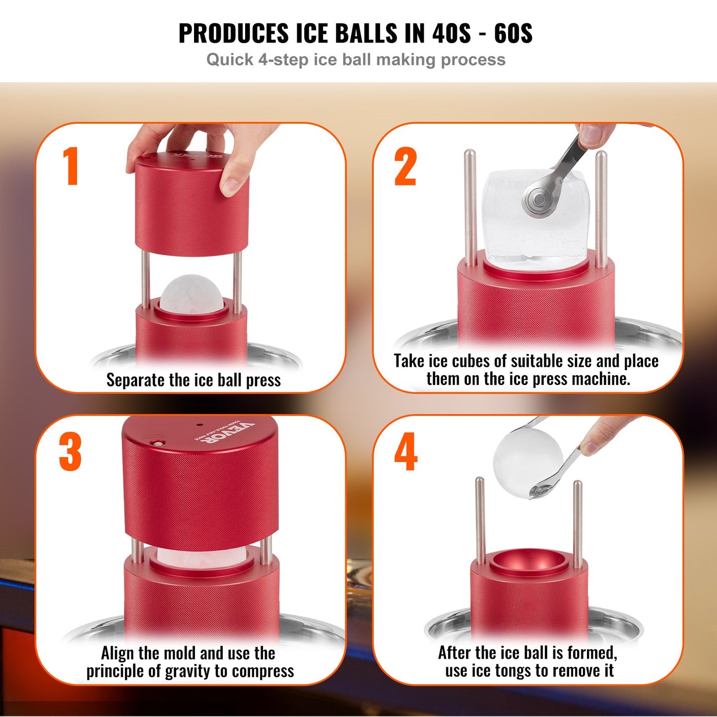 Ice Ball Press, 2.4" Red-1
