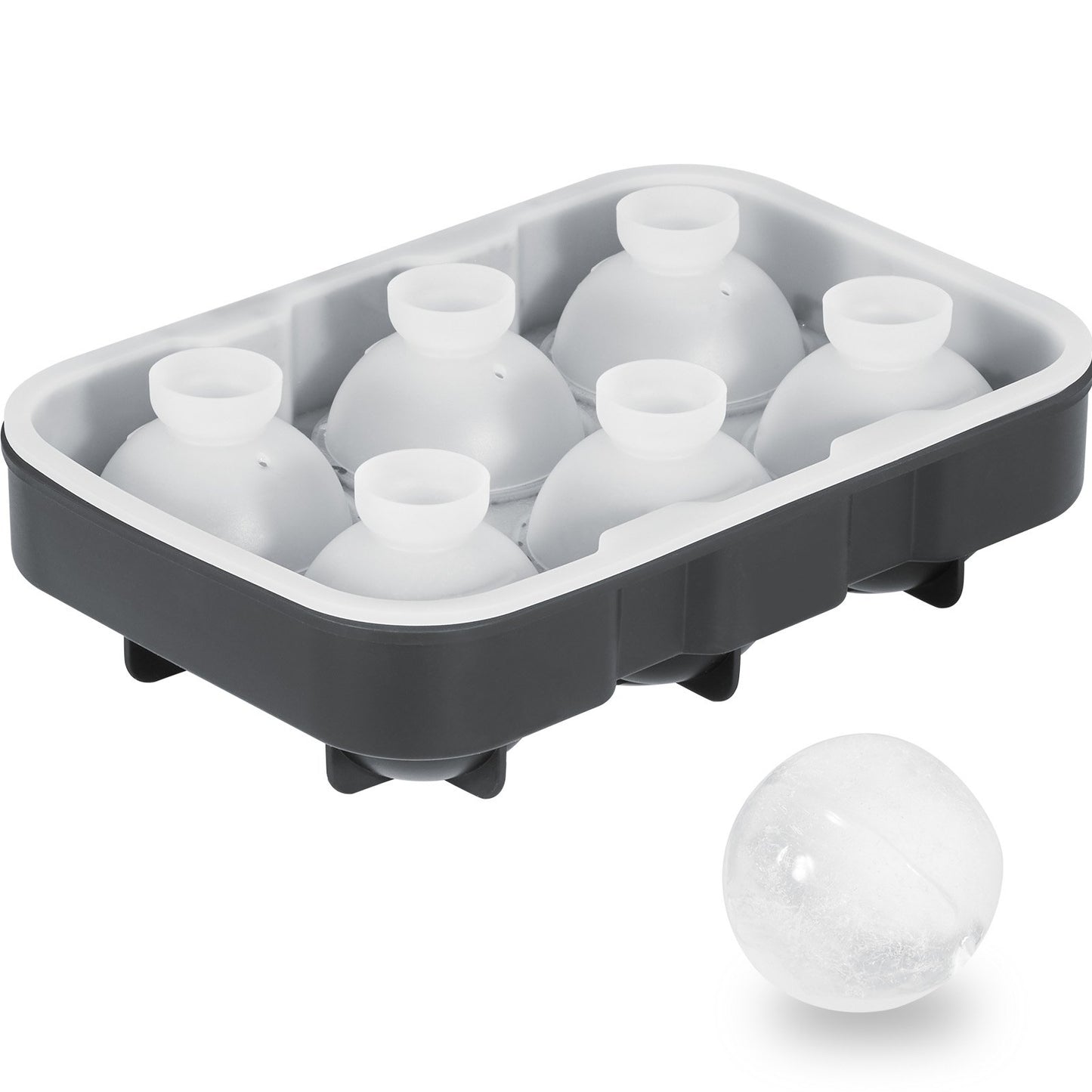 VEVOR Ice Cube Trays (Set of 2), 2-in-1 Combo with Silicone Sphere Ice Ball Maker & Large Square Ice Cube Maker with Lid, Reusable Easy Release BPA Free Ice Tray Set for Whiskey Cocktails Bourbon-8