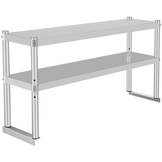 VEVOR Double Overshelf, Double Tier Stainless Steel Overshelf, 48 x 12 x 24 in Double Deck Overshelf, Height Adjustable Overshelf for Prep & Work Table in Kitchen, Restaurant-7