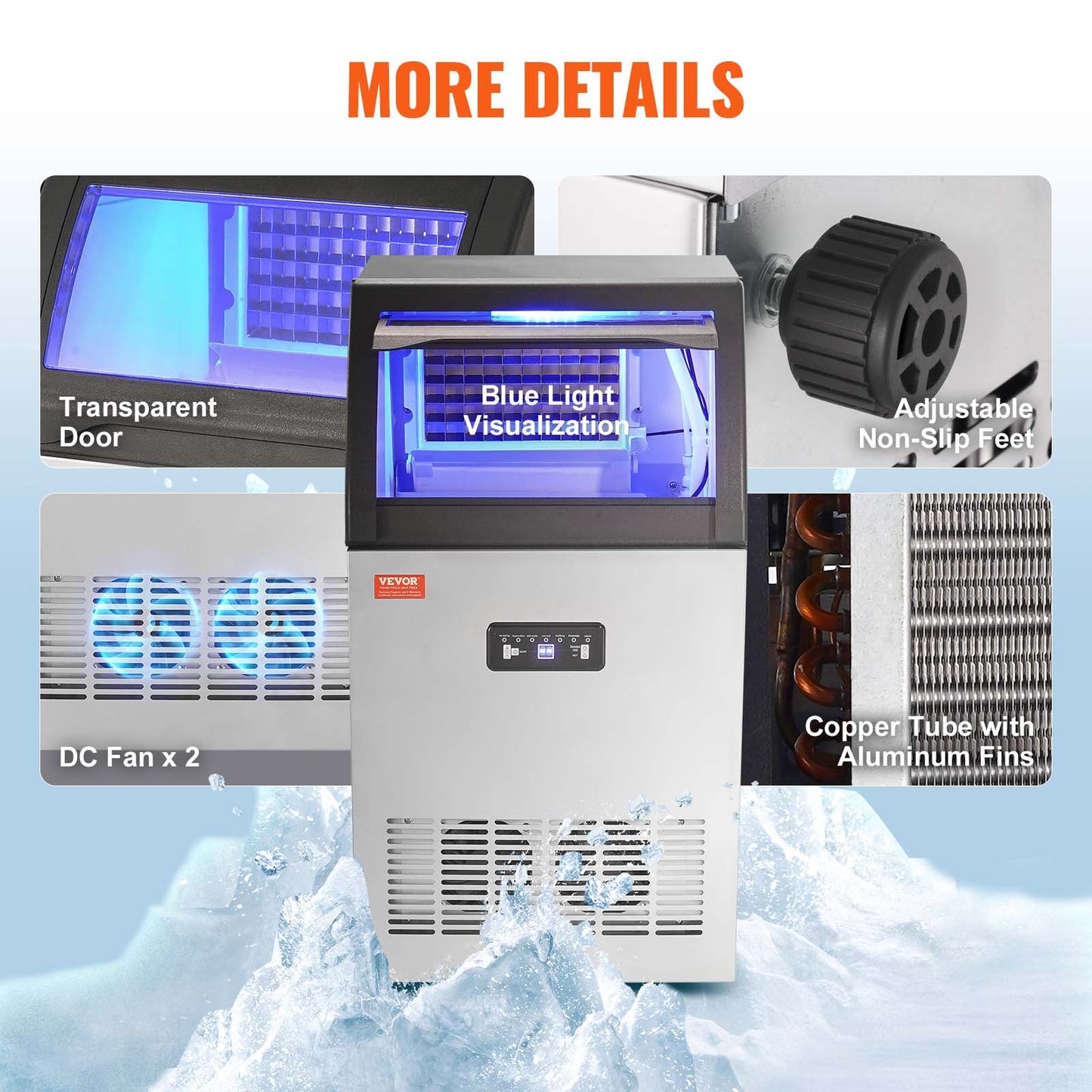 Commercial Ice Maker, 130lbs/24H-4