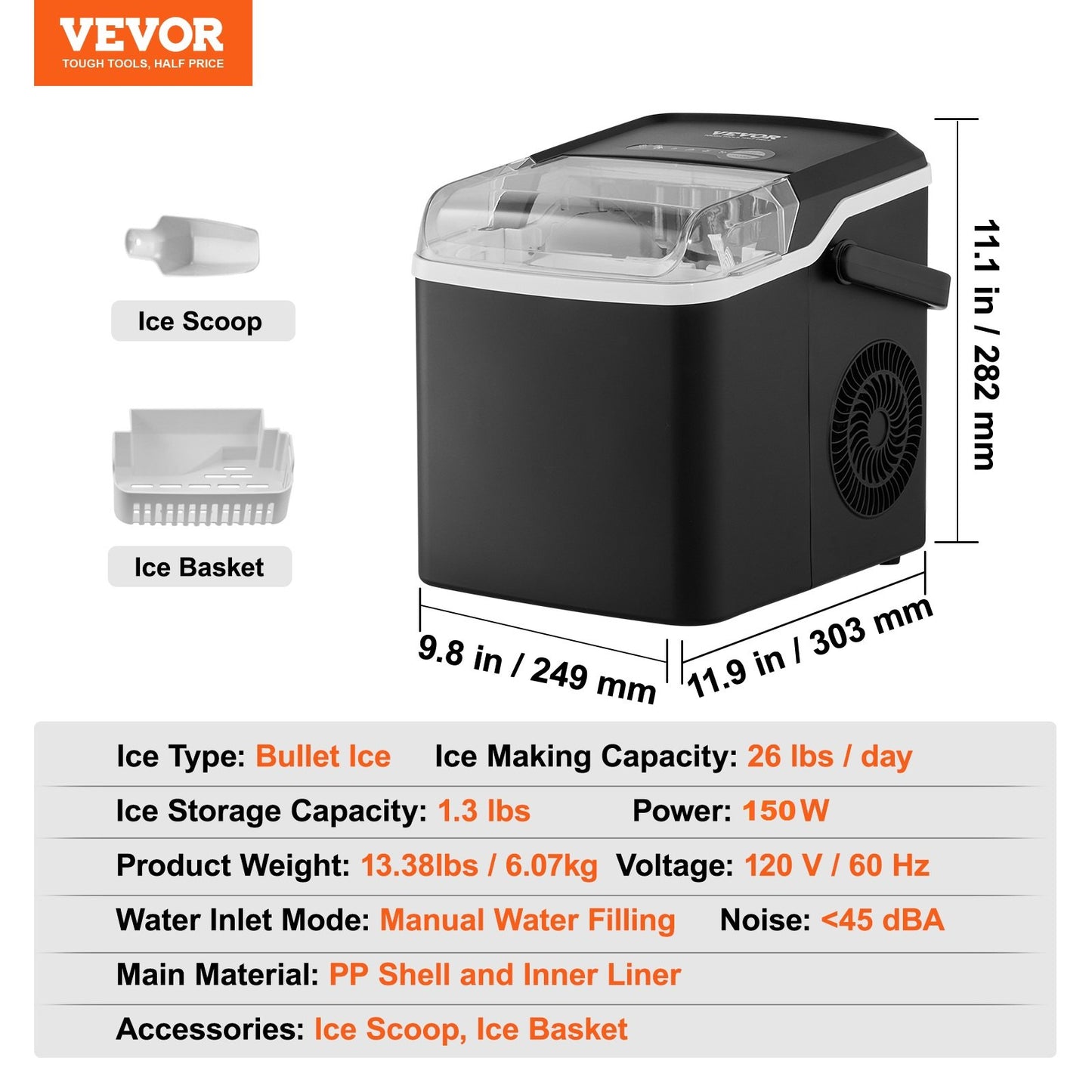 Countertop Ice Maker, 9 Cubes Ready in 7 Mins-5