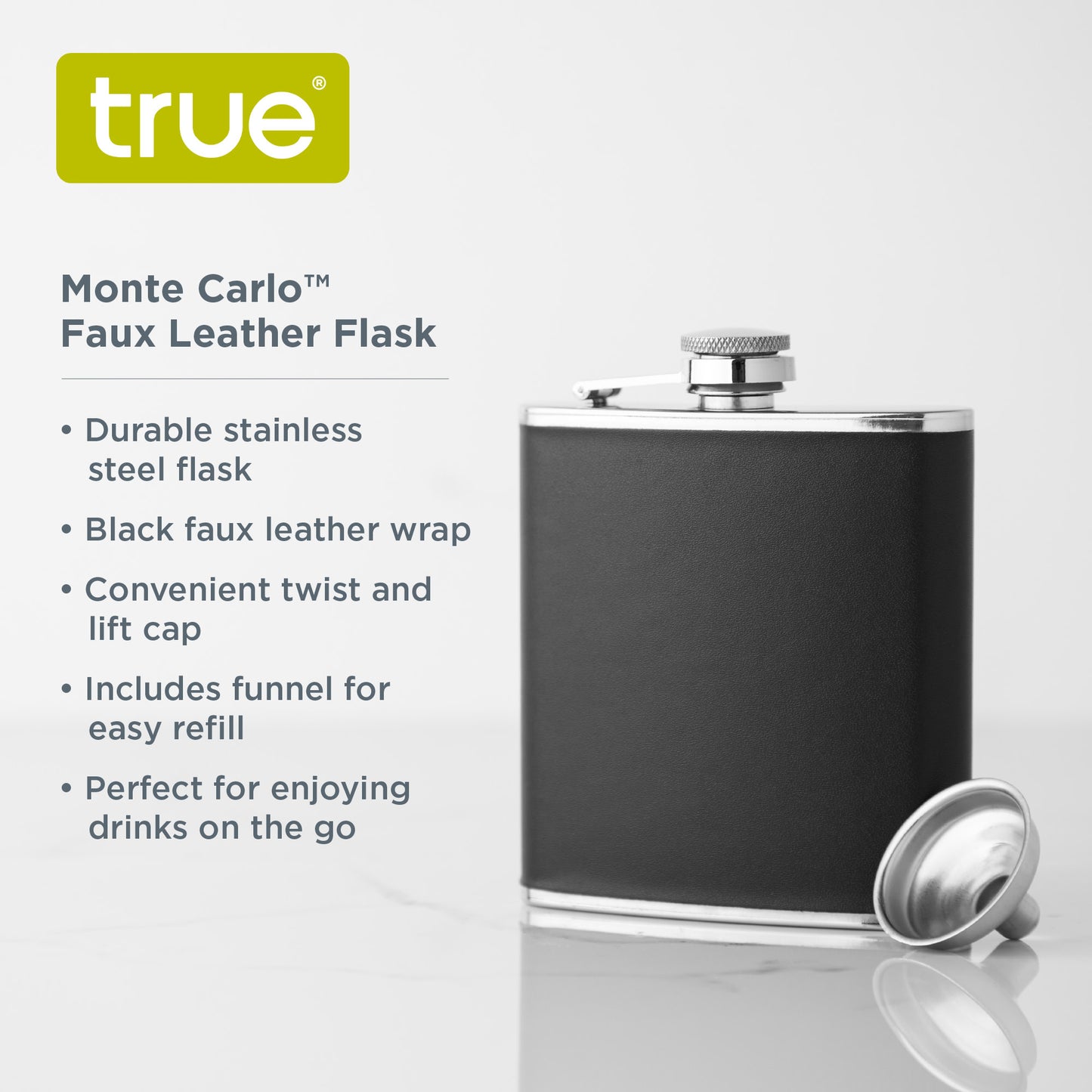 Monte Carlo™: 6 oz Faux Leather Flask