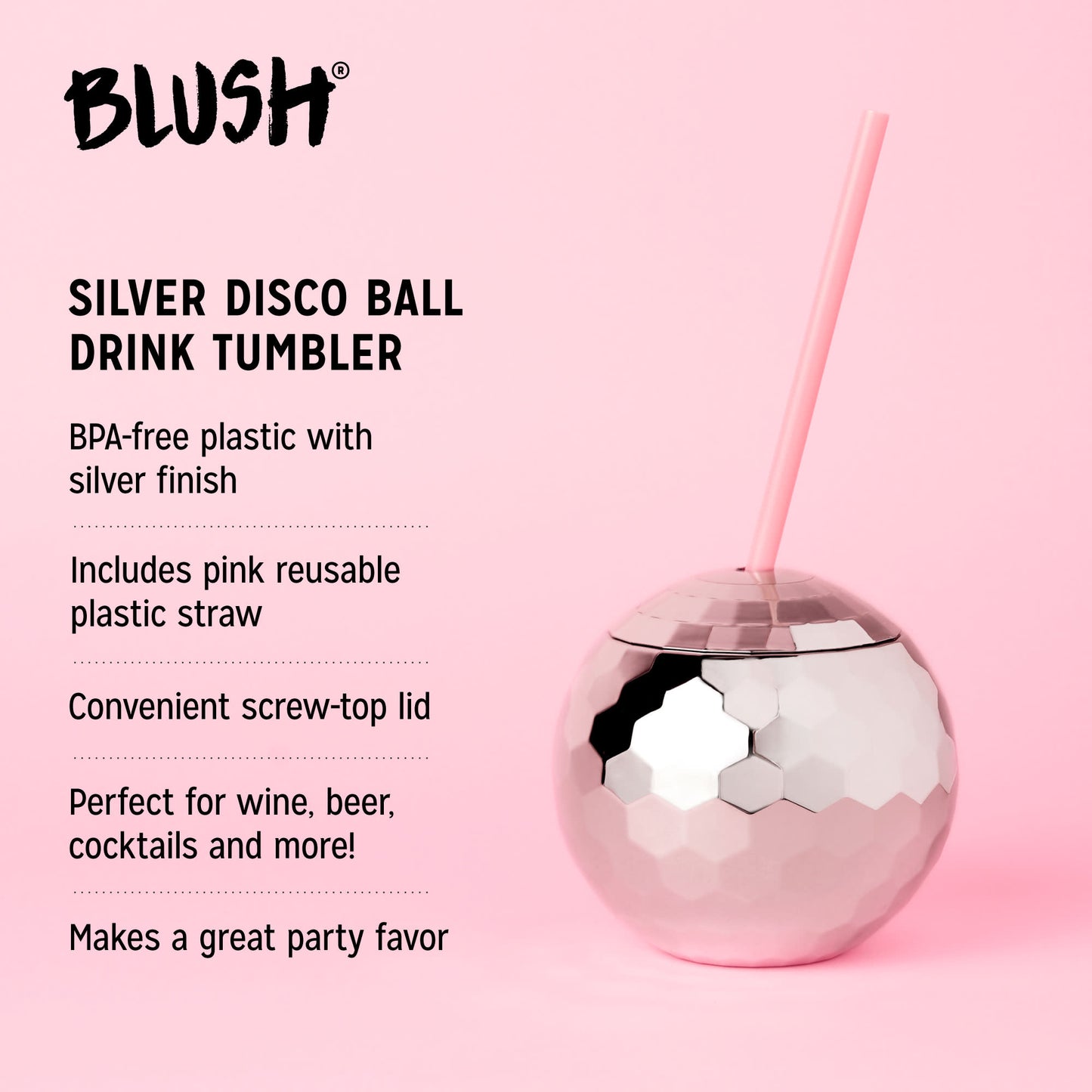 Silver Disco Ball Drink Tumbler by Blush®