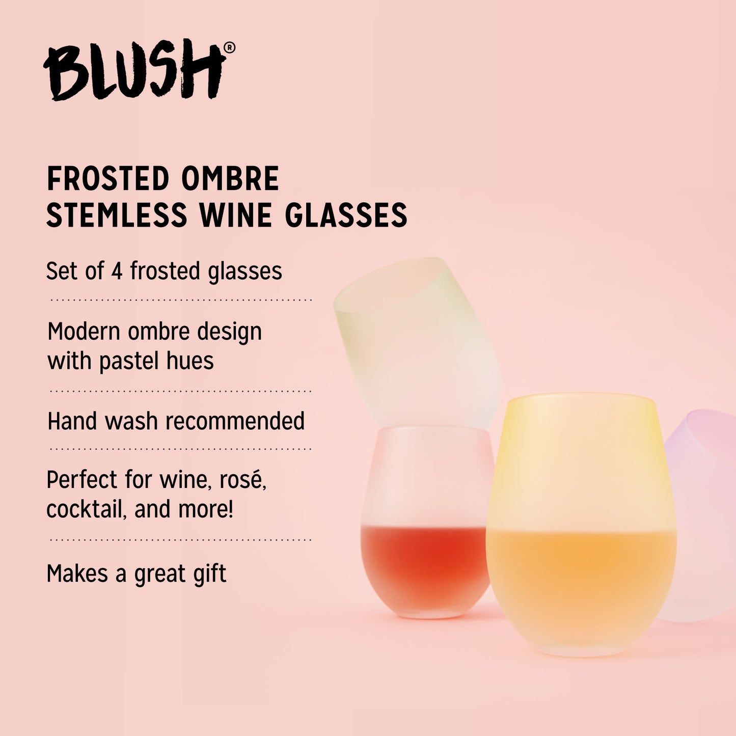 Frosted: Ombre Stemless Wine Glasses