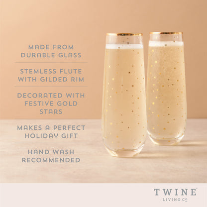 Starlight Stemless Champagne Flute Set by Twine®Starlight St