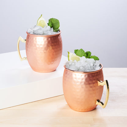 Hammered Moscow Mule Copper Mugs, 2 Pack