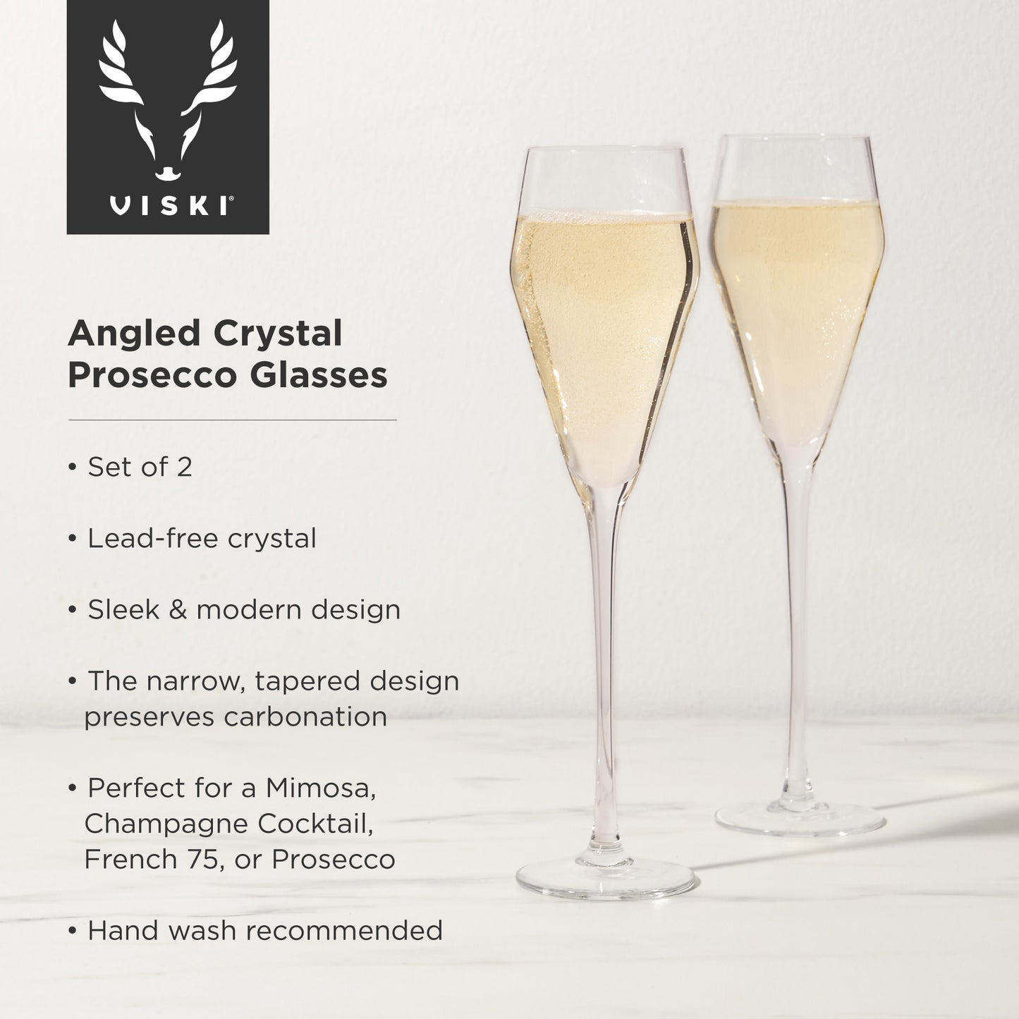 Angled Crystal Prosecco Glasses