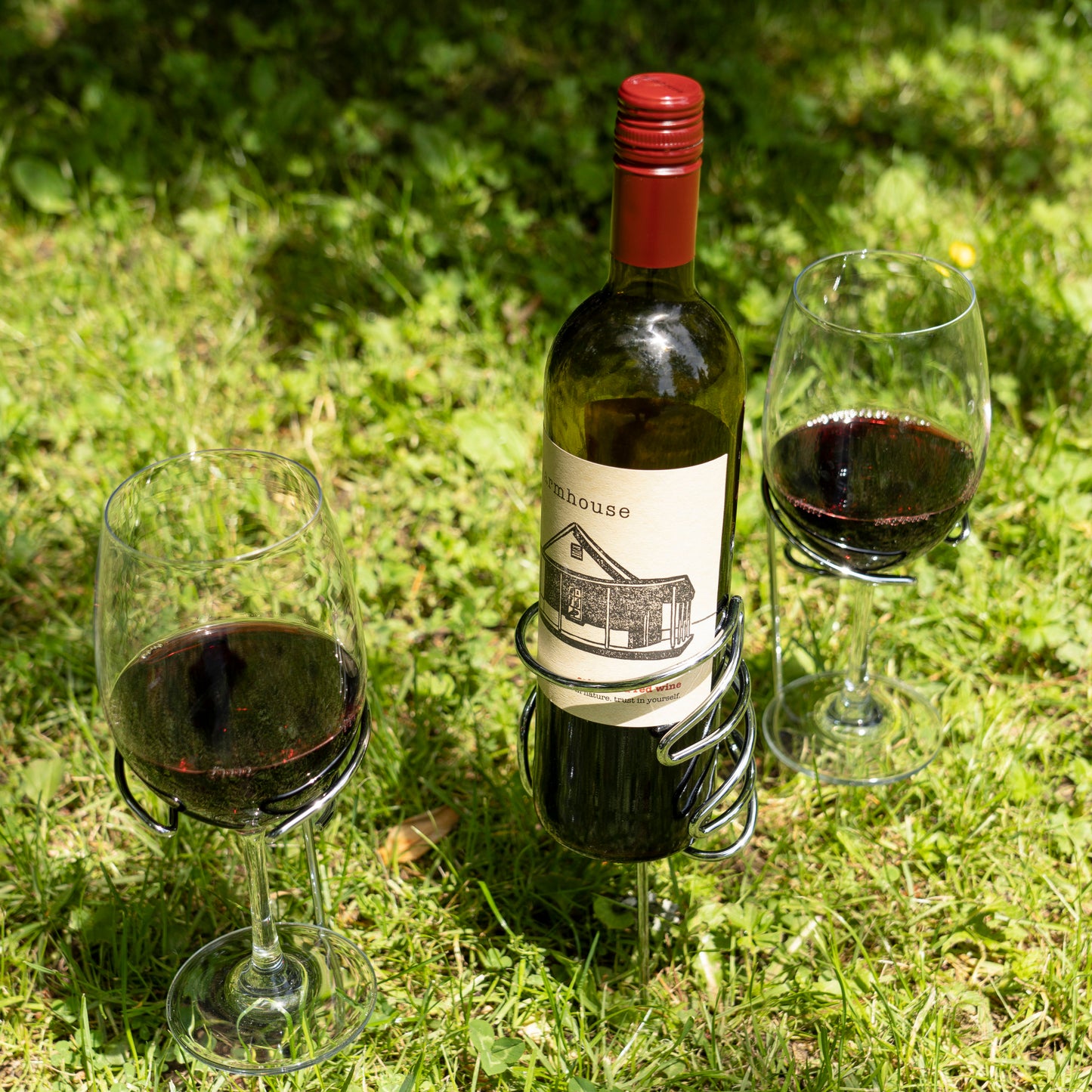 Picnic Stix™: Wine Glass & Bottle Holders