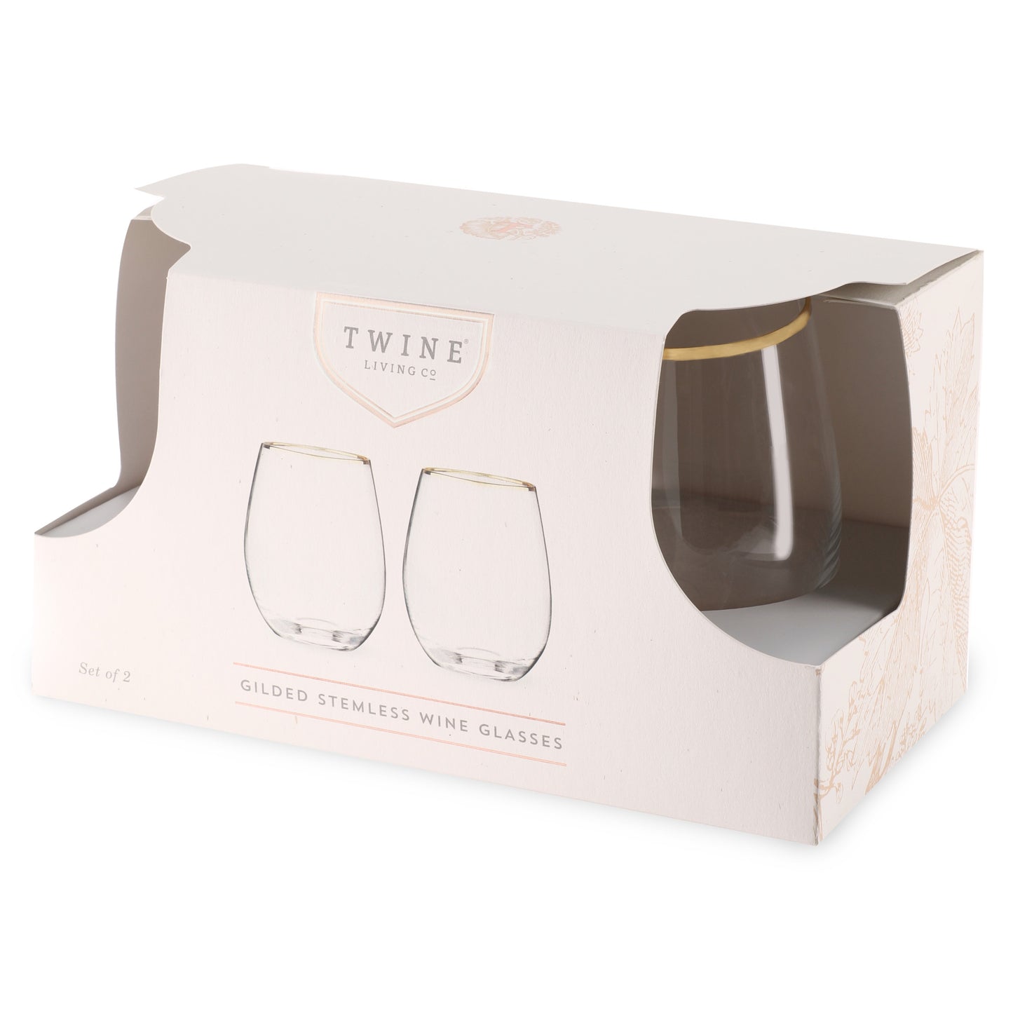 Gilded Stemless Wine Glass Set