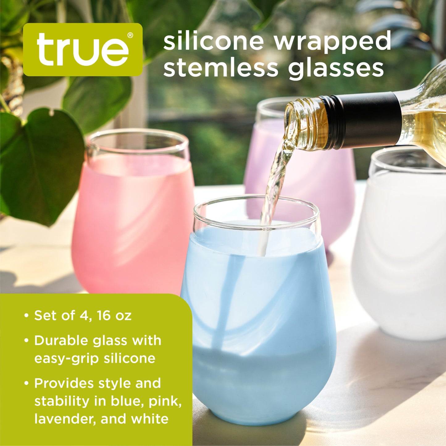 Silicone Wrapped Glasses, Set of 4 by True