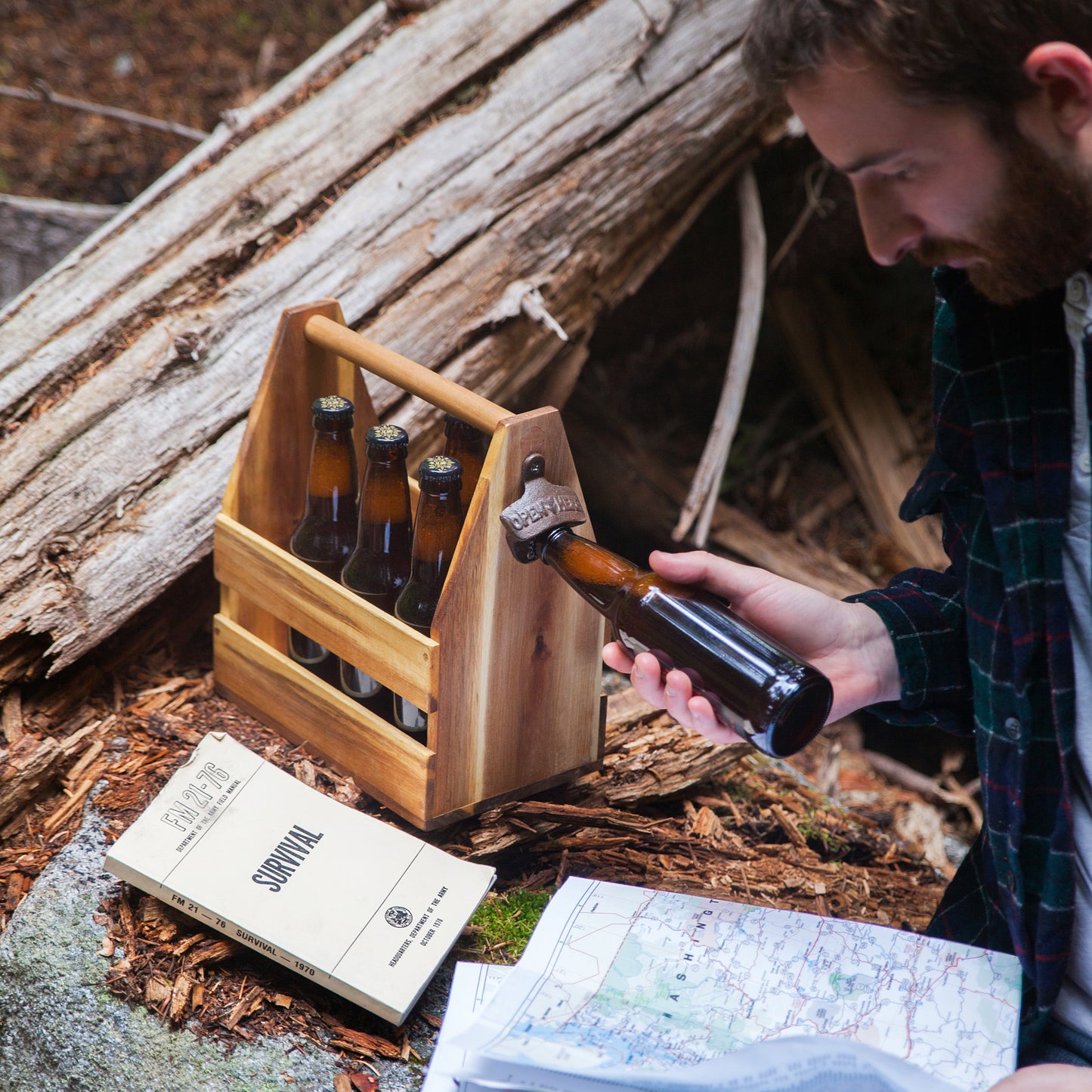 Acacia Wood Beer Caddy by Foster & Rye™