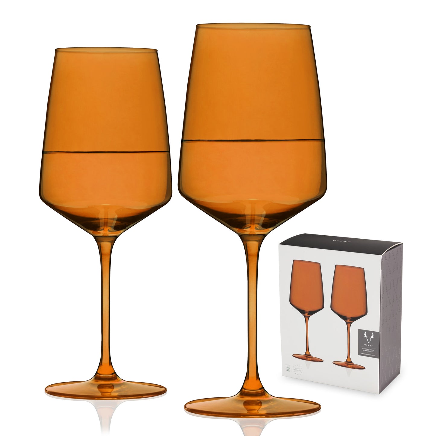 Reserve Nouveau Crystal Wine Glasses in Amber