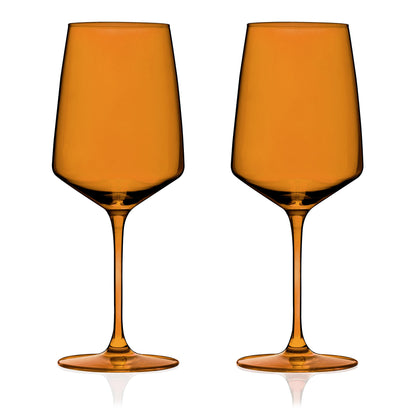 Reserve Nouveau Crystal Wine Glasses in Amber