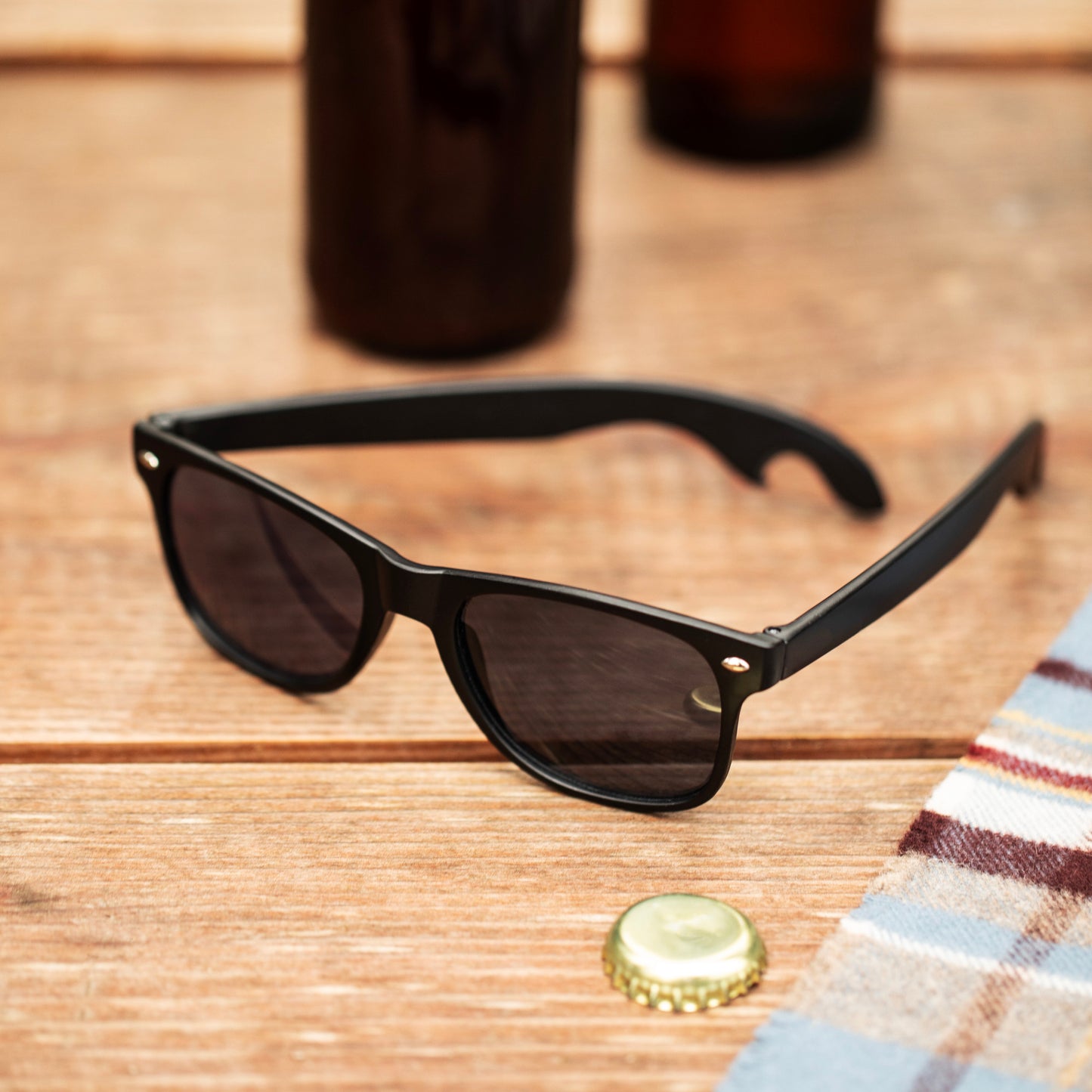 Matte Black with Olivine Lense Bottle Opener Sunglasses by F