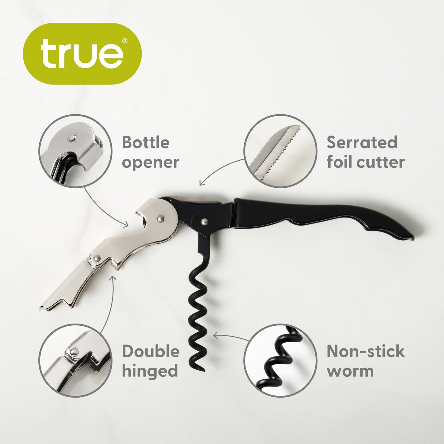 Black Truetap™ Double-Hinged Waiter's Corkscrew