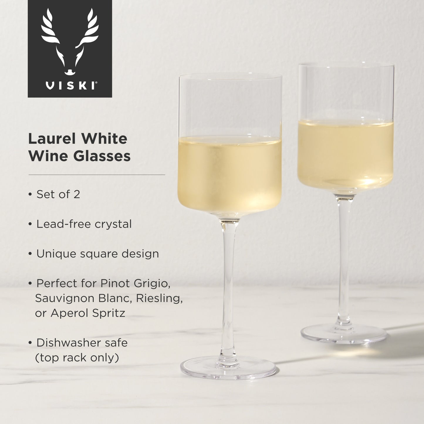 Laurel Crystal White Wine Glasses Viski®