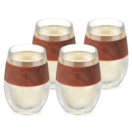 Wine FREEZE™ Cooling Cup in Wood Set of 4 by HOST