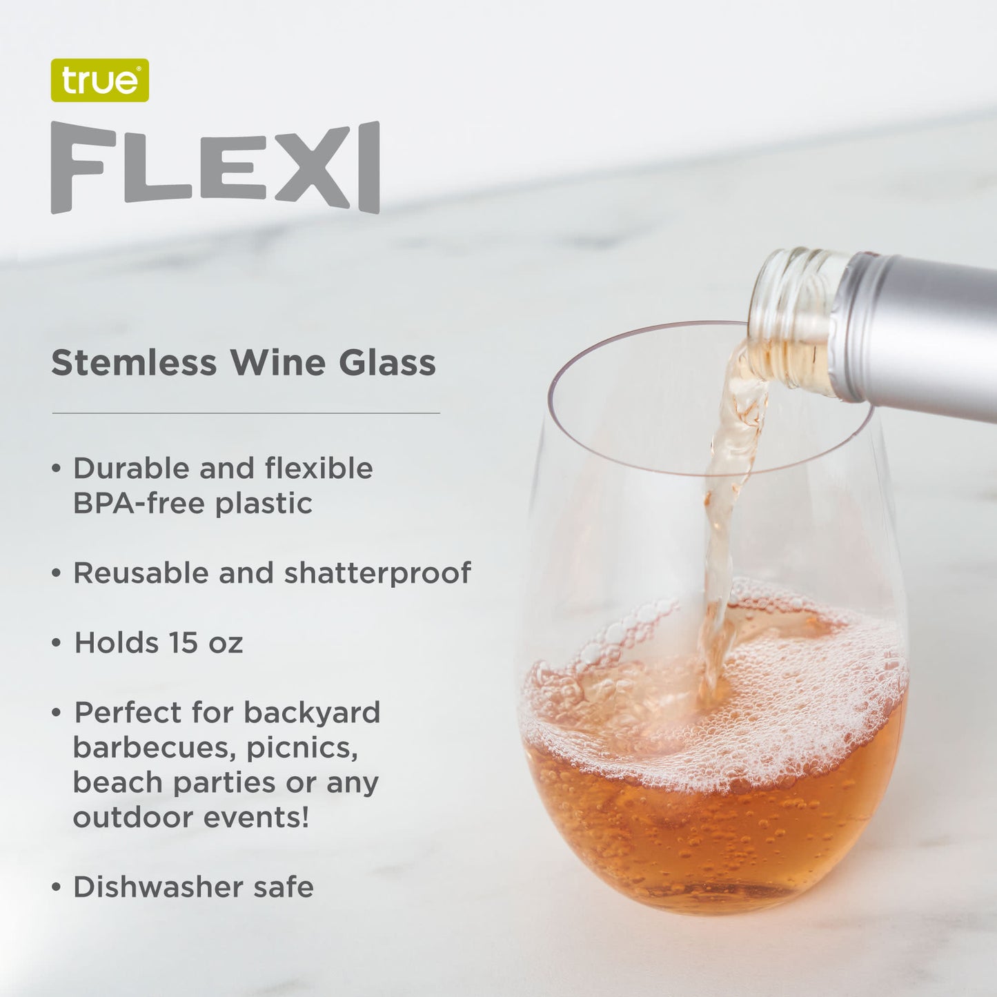 Flexi™ Stemless Wine Glass Bulk by True