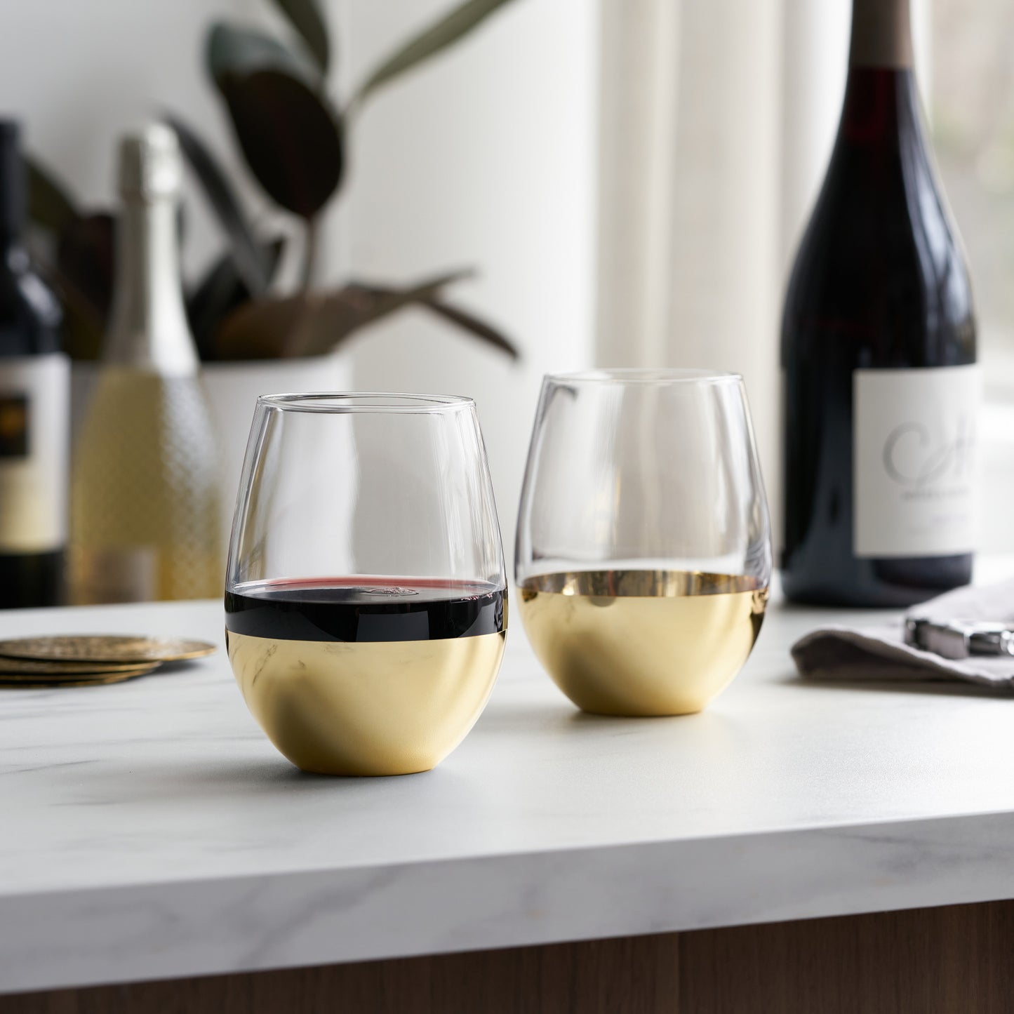 Belmont Gold-Dipped Wine Tumblers Viski®