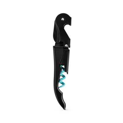 Truetap™: Double-Hinged Corkscrew in Matte Black with Blue W