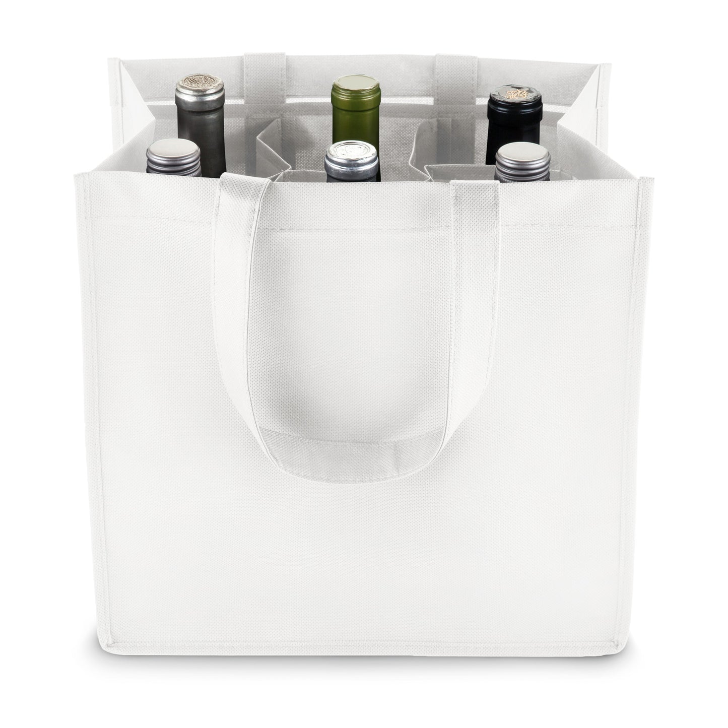 6 Bottle White Non Woven Tote by True