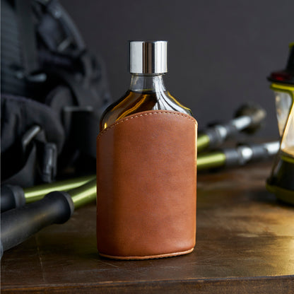 Parker Leather-Wrapped Glass Flask by Viski