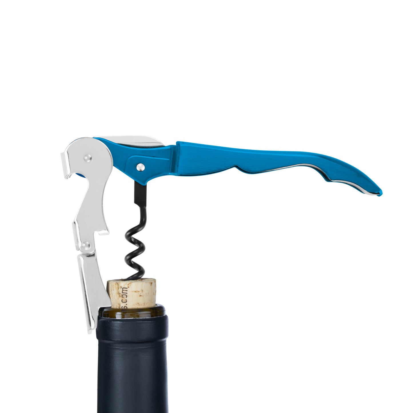 Truetap™: Double-Hinged Waiter's Corkscrew in Metallic Blue