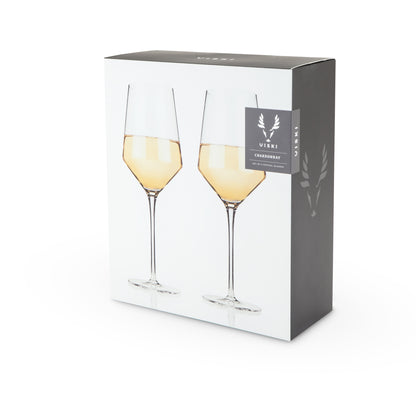 Angled Crystal Chardonnay Glasses by Viski®