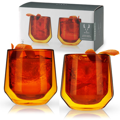 Double Walled Aurora Tumblers in Amber (set of 2) by Viski