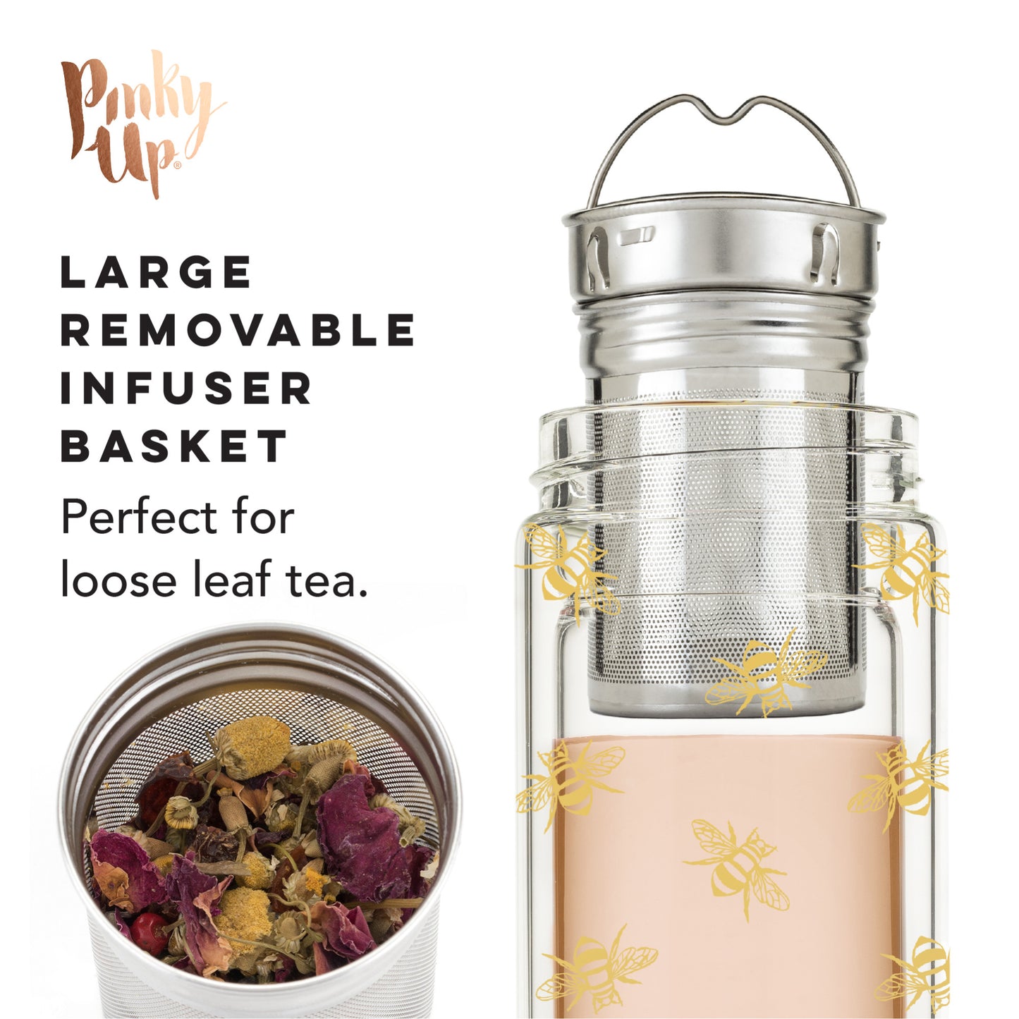 Blair™ Bee Glass Travel Infuser Mug by Pinky Up®