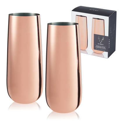 Copper Stemless Champagne Flutes by Viski®