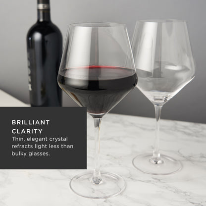 Angled Crystal Burgundy Glasses (Set of 6)