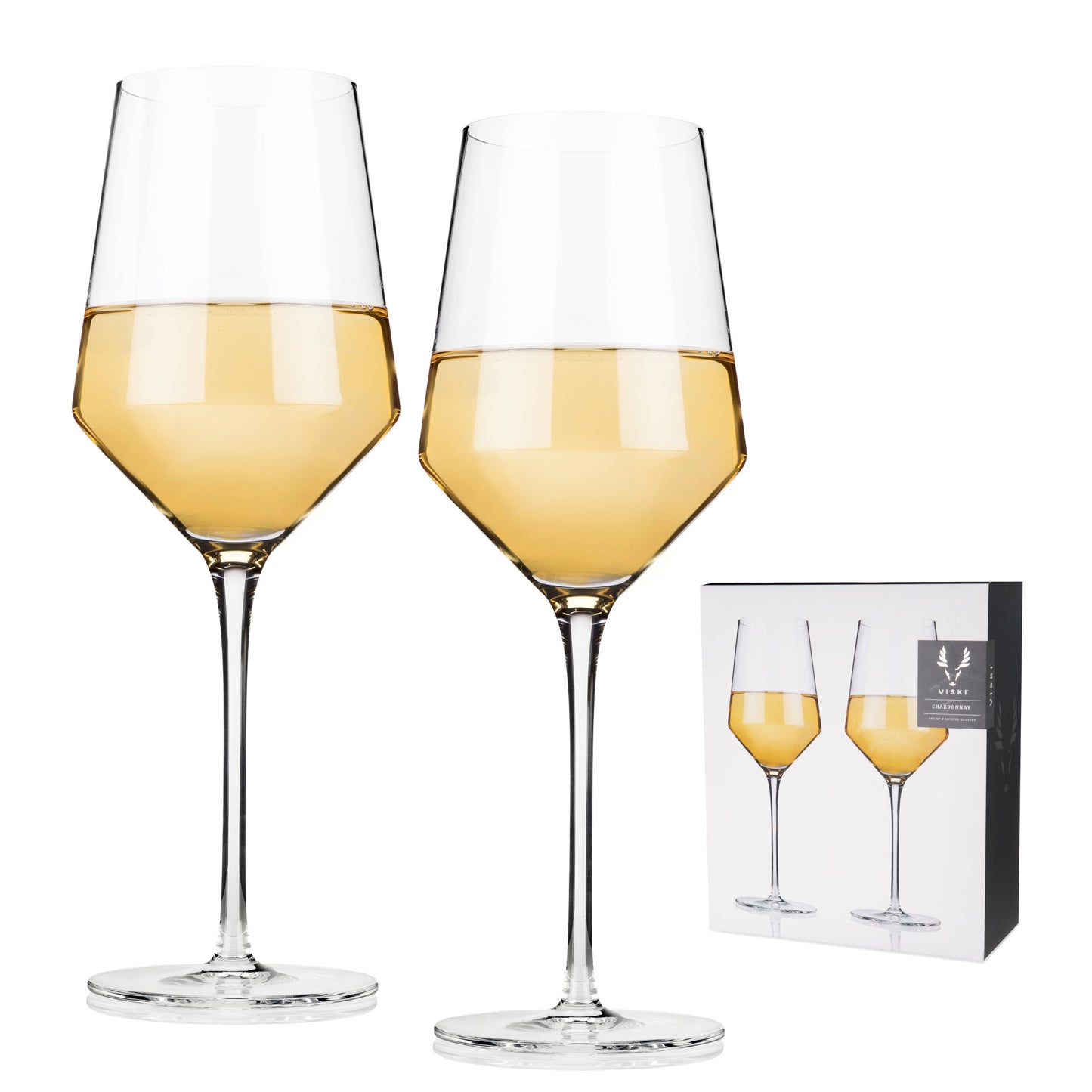 Angled Crystal Chardonnay Glasses by Viski®